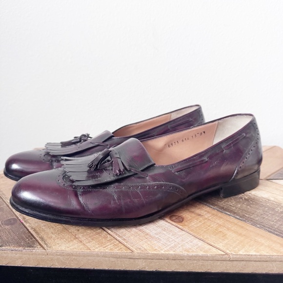 Salvatore Ferragamo Kiltie Polished Calf Leather Tassel Loafers Sz 13 B